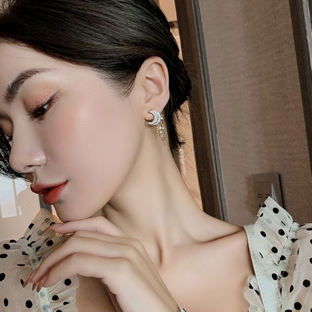*ALYDA* Gold x Rhinestone Star Shaped Fashion Stud Earrings - Picture 4 of 5